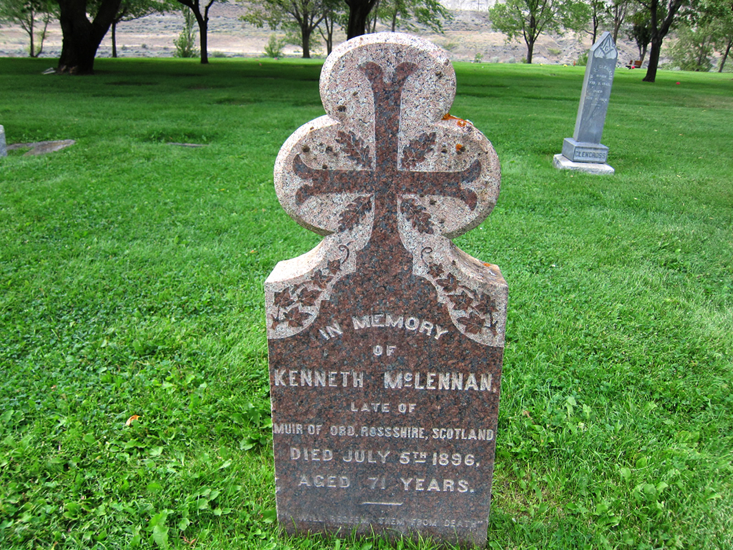 Photo of headstones/Kenneth McLennan d1896 hdstn Ashcroft Cem BC